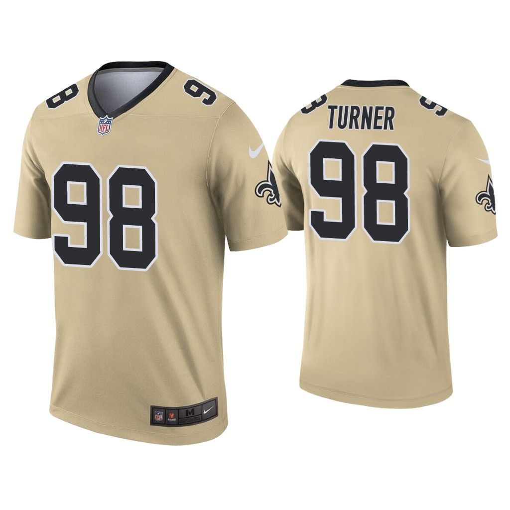 Men New Orleans Saints #98 Payton Turner Nike Gold Inverted Legend NFL Jersey